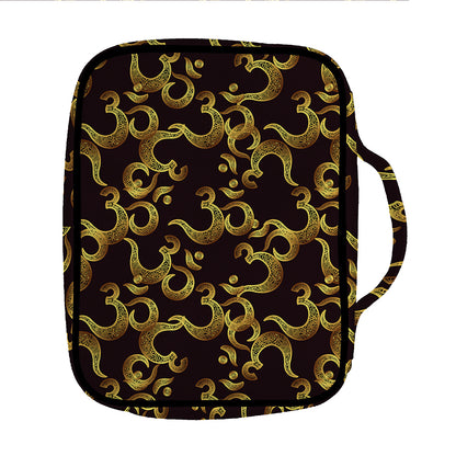 Gold Om Symbol Pattern Print Front Pocket Bible Bag