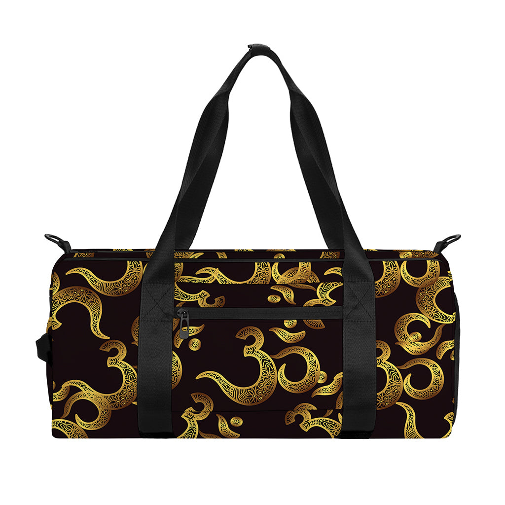 Gold Om Symbol Pattern Print Gym Bag
