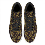 Gold Om Symbol Pattern Print High Top Leather Sneakers