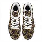 Gold Om Symbol Pattern Print High Top Leather Sneakers