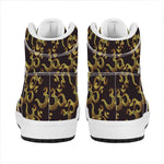 Gold Om Symbol Pattern Print High Top Leather Sneakers