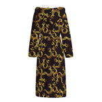 Gold Om Symbol Pattern Print Hooded Bathrobe