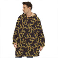 Gold Om Symbol Pattern Print Hoodie Blanket
