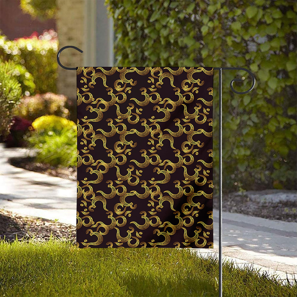 Gold Om Symbol Pattern Print House Flag