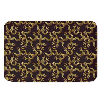 Gold Om Symbol Pattern Print Indoor Door Mat