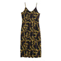 Gold Om Symbol Pattern Print Jersey Midi Cami Dress