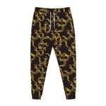 Gold Om Symbol Pattern Print Jogger Pants