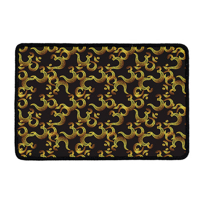 Gold Om Symbol Pattern Print Kitchen Mat