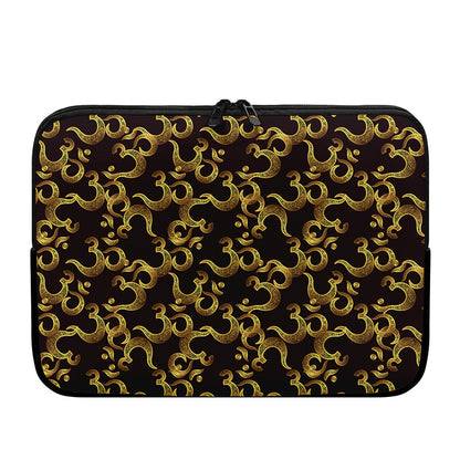 Gold Om Symbol Pattern Print Laptop Sleeve
