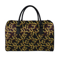Gold Om Symbol Pattern Print Leather Duffel Bag