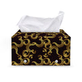 Gold Om Symbol Pattern Print Leather Tissue Box Cover