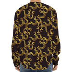 Gold Om Symbol Pattern Print Long Sleeve Baseball Jersey