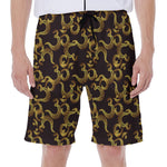 Gold Om Symbol Pattern Print Men's Beach Shorts