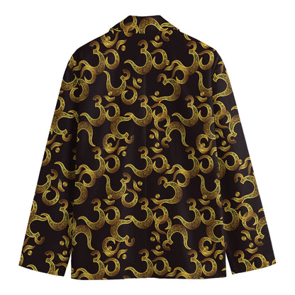 Gold Om Symbol Pattern Print Men's Blazer