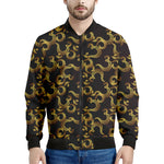 Gold Om Symbol Pattern Print Men's Bomber Jacket