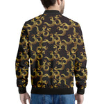 Gold Om Symbol Pattern Print Men's Bomber Jacket