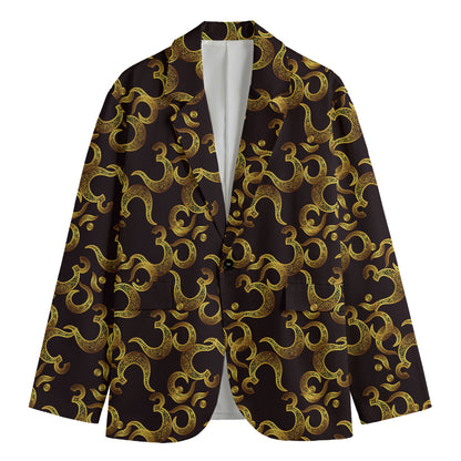 Gold Om Symbol Pattern Print Men's Cotton Blazer
