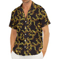 Gold Om Symbol Pattern Print Men's Deep V-Neck Shirt