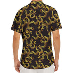 Gold Om Symbol Pattern Print Men's Deep V-Neck Shirt