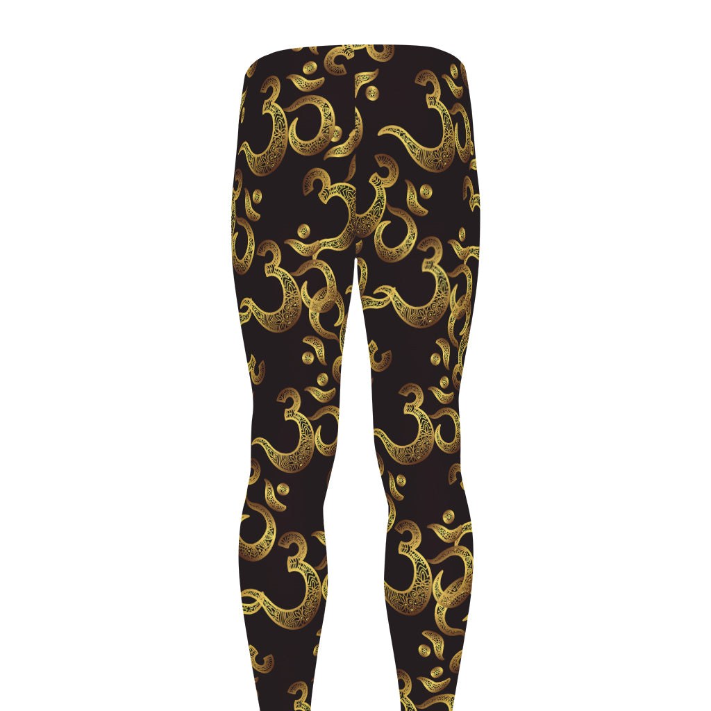 Gold Om Symbol Pattern Print Men's leggings