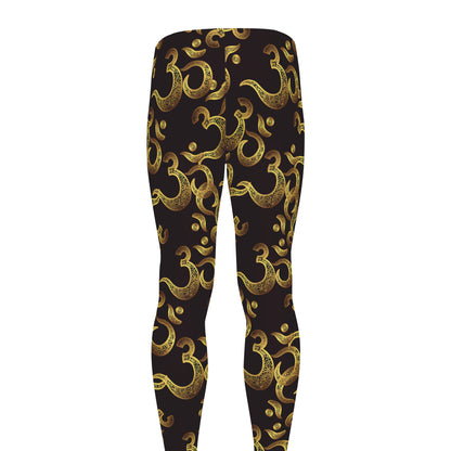 Gold Om Symbol Pattern Print Men's leggings