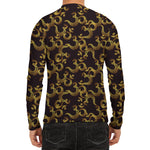 Gold Om Symbol Pattern Print Men's Long Sleeve Rash Guard