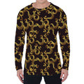 Gold Om Symbol Pattern Print Men's Long Sleeve T-Shirt