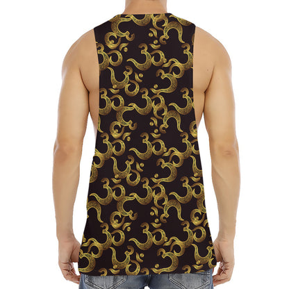Gold Om Symbol Pattern Print Men's Muscle Tank Top