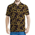 Gold Om Symbol Pattern Print Men's Polo Shirt