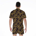 Gold Om Symbol Pattern Print Men's Rompers