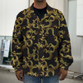 Gold Om Symbol Pattern Print Men's Shirt Jacket