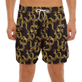 Gold Om Symbol Pattern Print Men's Split Running Shorts