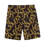 Gold Om Symbol Pattern Print Men's Sports Shorts