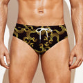 Gold Om Symbol Pattern Print Men's Swim Briefs
