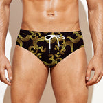Gold Om Symbol Pattern Print Men's Swim Briefs