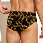 Gold Om Symbol Pattern Print Men's Swim Briefs