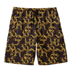 Gold Om Symbol Pattern Print Men's Swim Trunks