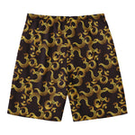 Gold Om Symbol Pattern Print Men's Swim Trunks