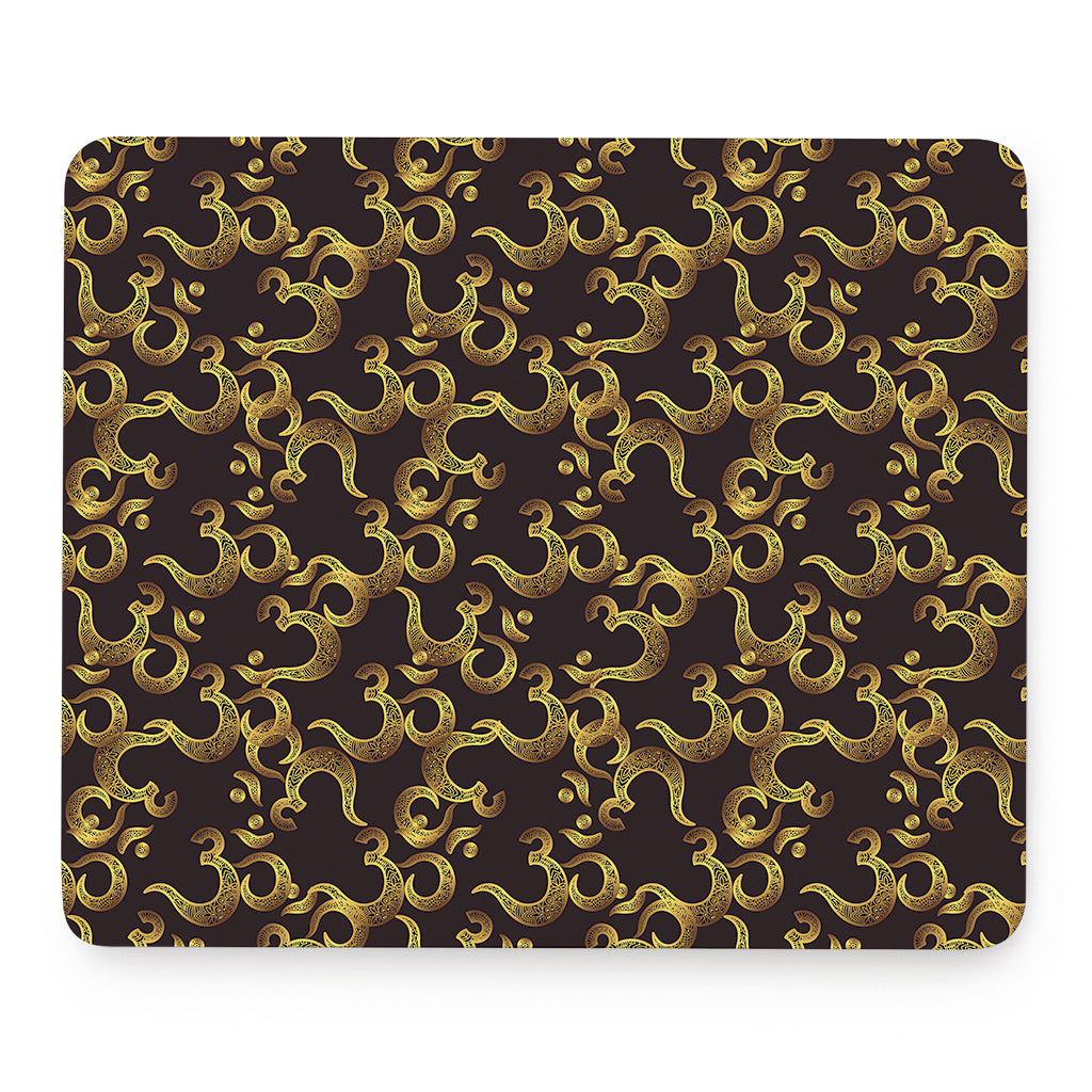 Gold Om Symbol Pattern Print Mouse Pad