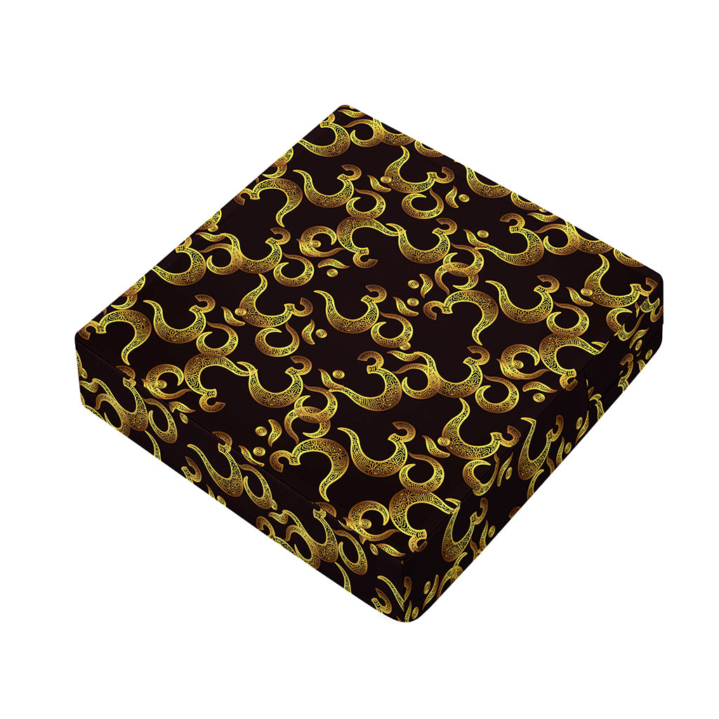 Gold Om Symbol Pattern Print Outdoor Seat Cushion Cover
