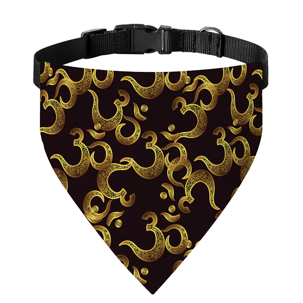 Gold Om Symbol Pattern Print Over The Collar Dog Bandana
