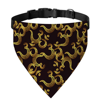 Gold Om Symbol Pattern Print Over The Collar Dog Bandana