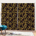 Gold Om Symbol Pattern Print Pencil Pleat Curtains