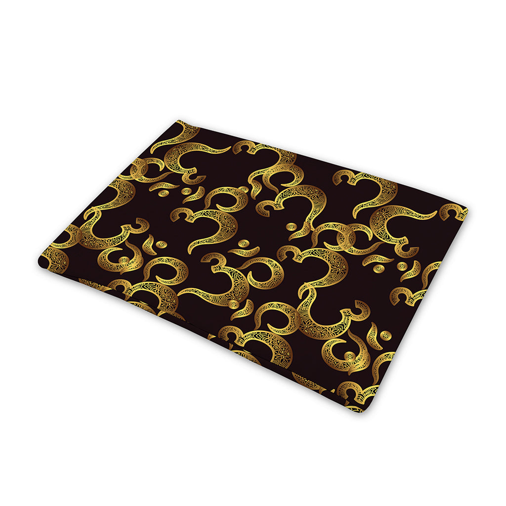Gold Om Symbol Pattern Print Pet Cooling Mat Cover