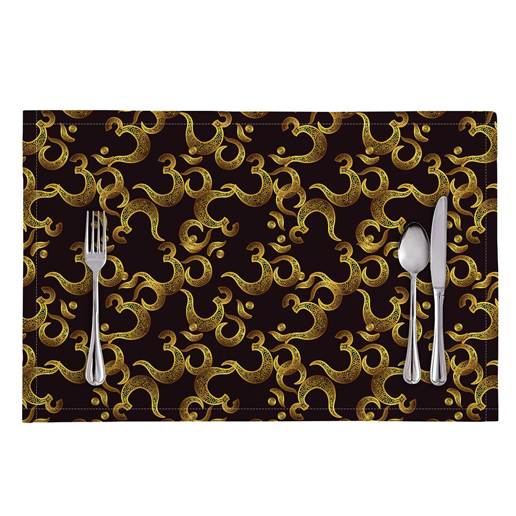 Gold Om Symbol Pattern Print Placemat