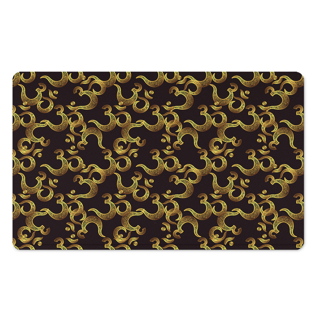 Gold Om Symbol Pattern Print Polyester Doormat