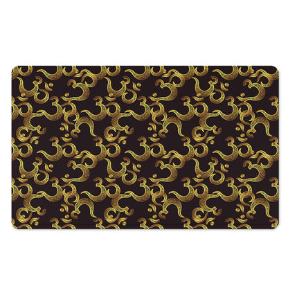 Gold Om Symbol Pattern Print Polyester Doormat