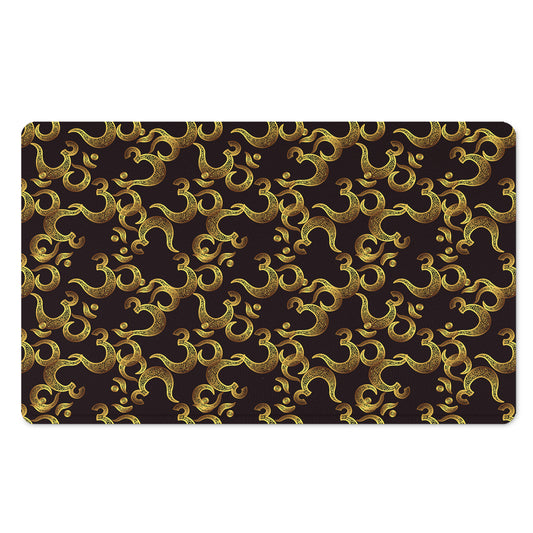 Gold Om Symbol Pattern Print Polyester Doormat