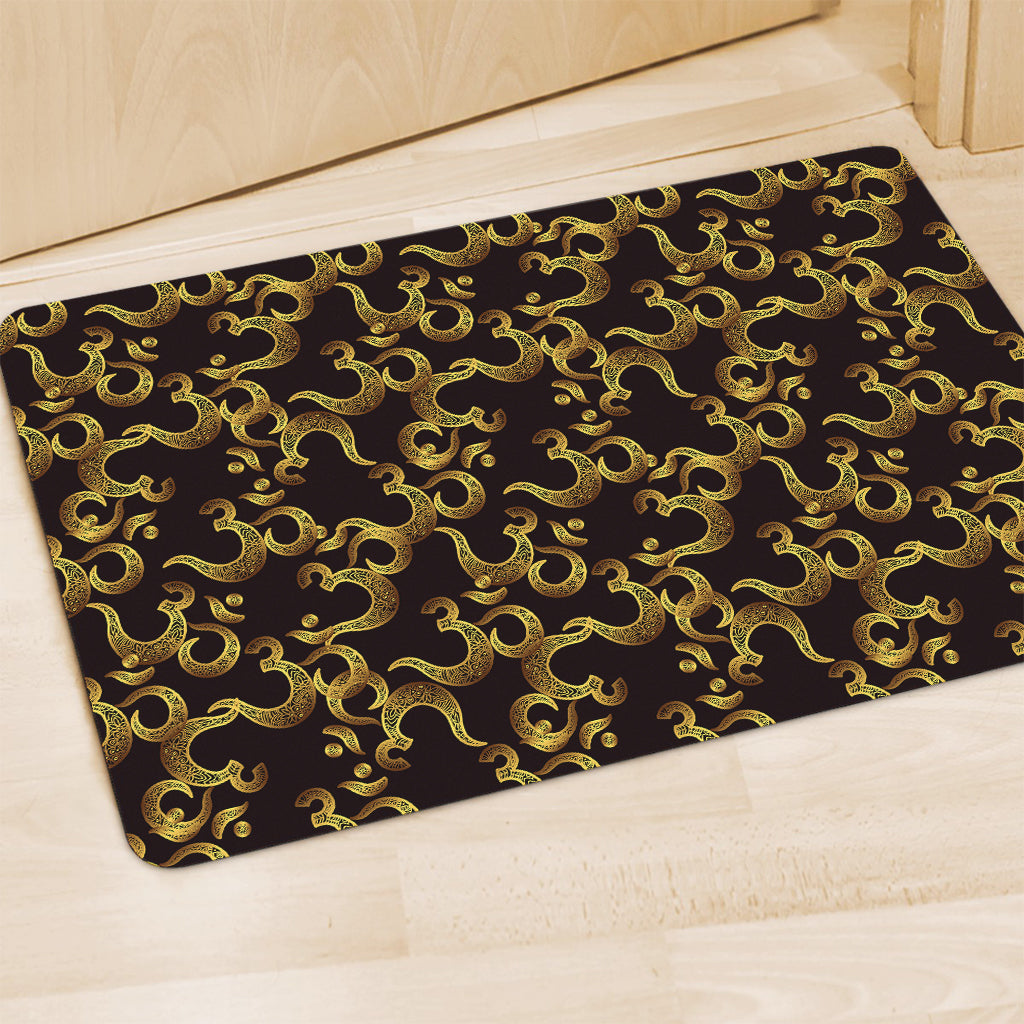 Gold Om Symbol Pattern Print Polyester Doormat