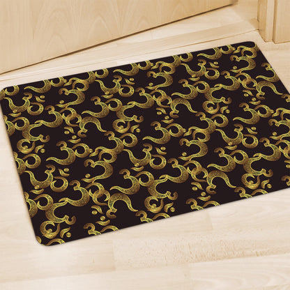 Gold Om Symbol Pattern Print Polyester Doormat